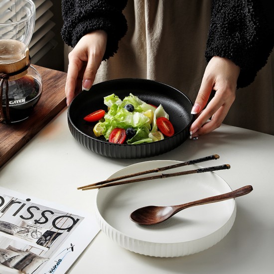 Vaisselle en céramique de style japonais premium sense hotel nub steak plate wholesale retro noir et blanc western assiette assiette de repas maison