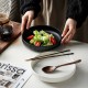 Vaisselle en céramique de style japonais premium sense hotel nub steak plate wholesale retro noir et blanc western assiette assiette de repas maison