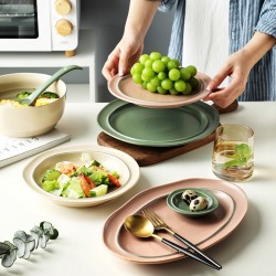 Assiettes en céramique bols maison vaisselle créative style nordique boule de riz boule de soupe plat plat plat vaisselle ensemble de soucoupes combinaison