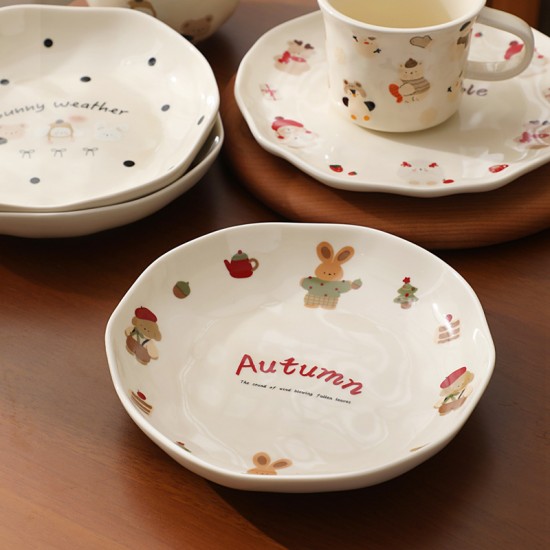 Créatif mignon spécial bon regard haut niveau d’apparence crème vent plat de cuisine maison plat de fille plat profond plat de soupe vaisselle en céramique