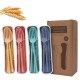 Paille de blé couverts 4 pièces set étudiant employé de bureau voyage extérieur portable couteaux fourchettes cuillères baguettes cadeaux