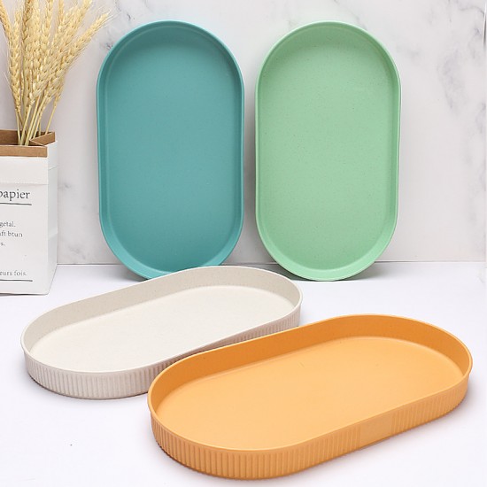 Amazon plaque de paille de blé simple grain vertical 30cm assiette longue maison assiette de poisson ovale assiette de boulettes assiette de repas