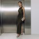 2025 European cross-border new style elegant fashion fitted pleated without sleeves open back style long dress for women wholesale