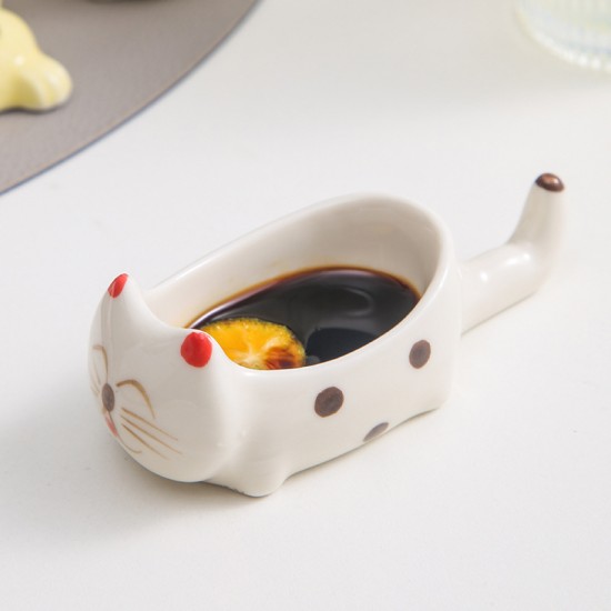 Moe toon céramique trempette plat hot pot main pincer plat assaisonnement simple poignée condiment mignonne maison sauce sauce vinaigre petit plat