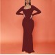 European and American cross-border spring autumn asymmetrical open collar one-piece dress elegant fashionable fitted long-sleeved top for women wholesale