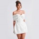 2025 Wholesale Sexy Unilateral Shoulder Open Back Long Dress with Asymmetrical Ruffles and Tight Bodycon for Women in Cross-border