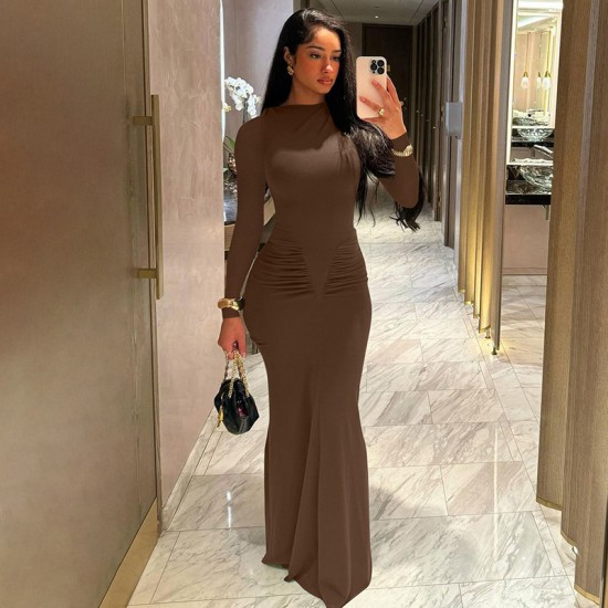 In Stock Cross-border Foreign Summer Best-Selling Sexy Open-Back Solid Color Tight Sleeve Shaping Dress for Amazon Women Wholesale