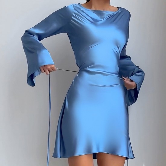 In Stock 2025 New European Cross-border Casual Trendy Autumn Fashion Sexy Long-Sleeve Dress for Women Wholesale