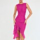 2025 cross-border summer new style fashionable net fabric tight-fitting pure color, elegant pleated, backless, sexy, slim, form-fitting, one-piece dress for women, wholesale at low prices.