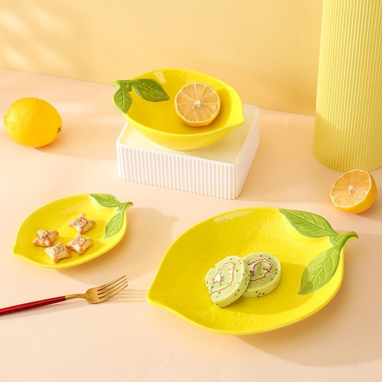 Cartoon mignonne citron vaisselle maison créatif céramique haut niveau de l’apparence assiette de fruits salade dessert vaisselle vaisselle assortiment