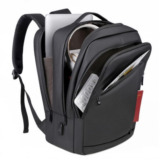 Computer double-shoulder bag, men's large capacity high-end commuting business travel double-shoulder bag, light and casual double-shoulder bag.
