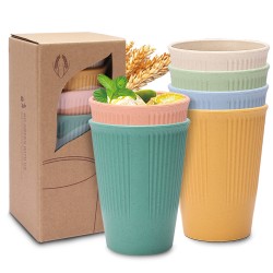 Transfrontalier tasses à paille de blé tasses d’eau à usage domestique à grain vertical brosser les dents rince-bouche tasses à boire ensemble tasses à boire tasses à café