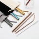 Crossover 304 paille en acier inoxydable sac en tissu portable couleur diagonale paille lait thé café boisson paille set