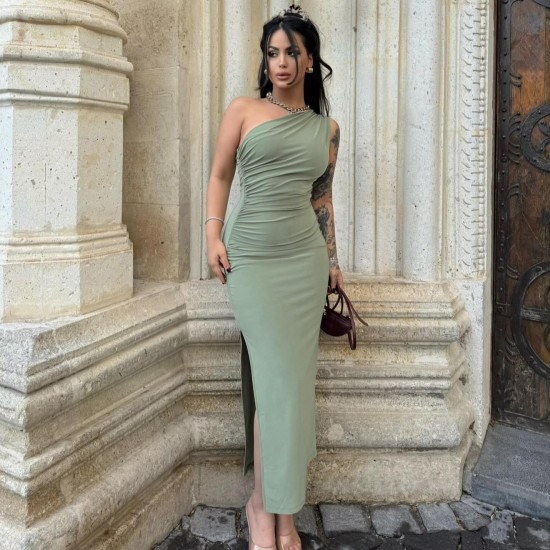 In Stock Cross-border Foreign Summer Best-Selling Sexy Open-Back Solid Color Tight Sleeve Shaping Dress for Amazon Women Wholesale
