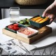 Créatif japonais bambou bois à compartiments snacks fruits secs céramique hôtel ingrédients pour le petit déjeuner hot pot dip snack assaisonnement plat de goût