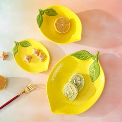 Cartoon mignonne citron vaisselle maison créatif céramique haut niveau de l’apparence assiette de fruits salade dessert vaisselle vaisselle assortiment