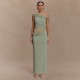New product 2025 European cross-border sexy elegant solid collarless backless fitted one-shoulder long dress for women wholesale