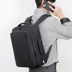Cross-border men's double shoulder bag - waterproof leather bag for business, large capacity backpack for commuting, double shoulder bag for men