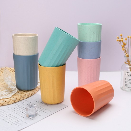 Cross-border wheat paille tasses à boire à la maison simple stripe tasses student dortoir enfants gargariser tasse à la maison