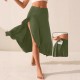2025 European and American summer cross-border elegant fashionable solid color openwork collarless high-waisted party half-length skirt set