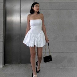 Cross-border 2024 spring/summer women's clothing, featuring a trendy street fashion style, short-sleeved, solid color, and figure-hugging design.