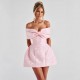 2025 Wholesale Sexy Unilateral Shoulder Open Back Long Dress with Asymmetrical Ruffles and Tight Bodycon for Women in Cross-border