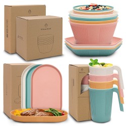 Amazone créatif grain vertical paille de blé bol tasse plat vaisselle ménage salade riz bol plat plat verre à eau ensemble