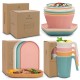 Amazone créatif grain vertical paille de blé bol tasse plat vaisselle ménage salade riz bol plat plat verre à eau ensemble