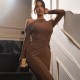 Factory Direct Sale Ready-to-Wear European and American Summer Best-selling Shapely Fashionable Strapless Satin Backless Tie-on Solid Color Women's Dress