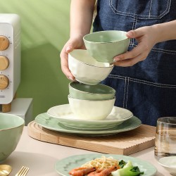 Nordic light luxe crème vent vaisselle ensemble maison haut de gamme phnom penh neige céramique vaisselle bols plats vaisselle combinaisons
