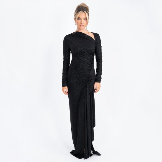 Factory direct wholesale current stock summer European cross-border women's fashionable collarless personalized solid color sexy backless all-covering dress