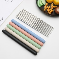 Creative 304 baguettes en acier inoxydable portable blé kit baguettes hexagonales chinoises maison hôtel baguettes cadeaux