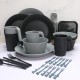 Cross-border blé paille bols tasses plateaux soucoupes ensembles de couverts portables noir gris grain vertical bol à céréales western steak plateaux