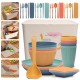 Crossover blé paille maison cuisine plats bols tasses couteaux fourchettes cuillères paupiers boîte de rangement ensemble camping voyage simple vaisselle