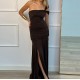 European and American cross-border 2025 summer fashionable elegant solid frill pleated single-shoulder backless dress for women wholesale