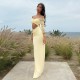 Newly launched European and American style 2025 trendy open net fabric pure-color patching bare-chest long-sleeved fitted dress wholesale