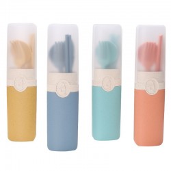 Support personnalisé paille de blé vaisselle portable couteau fourche cuillère chopin chopin set student outdoor portable vaisselle cadeau