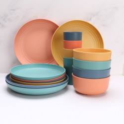 Amazone paille de blé ensemble de vaisselle assiette de repas maison bol de riz salade ronde snack bol assiette de fruits cadeaux