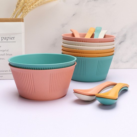 Amazone bol de paille de blé ensemble de cuillère blé bol de salade de fruits maison coupe de riz à grain vertical résidence étudiante bol de nouilles