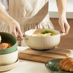 Bol en céramique binaural grand bol à soupe créatif nordique ins haut niveau de l’apparence grand bol à soupe vaisselle pour la maison bol à nouilles bol à salade
