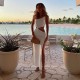 2025 Cross-border Foreign New Fall/Winter Women's Fashion Body-Length Long Sleeve Base Top with Solid Color Split Design for Wholesale