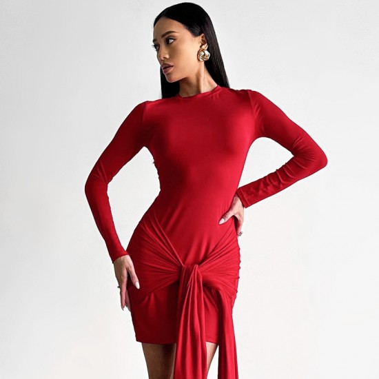 In-stock European and American autumn street fashionable sexy fitted full-buttock casual pure color short strap summer dress for women
