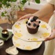 Nordic yellow flower assiette en céramique ensemble de soucoupes accueil créatif influenceurs ins vent simplicité haut look horizontal bol plat combinaison bol