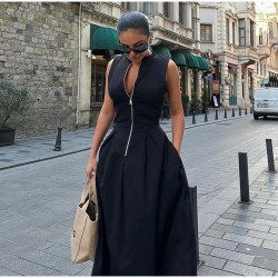 Cross-border Women's Clothing Fashion 2025 New Women's Clothing Stylish Silk Street Backless Slim Fit Elegant Style Long Dress for Wholesale
