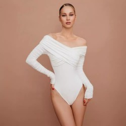 European and American style cross-border 2025 summer sexy and elegant single-shoulder backless pure color pleated long dress wholesale