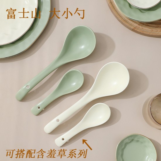 Petite cuillère céramique grande cuillère ménagers cuillère mignon manger la soupe cuillers cuillère cuillerée de repas ramen cuillère