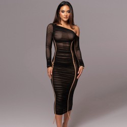 Wholesale cross-border European 2024 spring-summer new style women's pure color, curvy, heart-shaped neckline, backless, sexy, tie, pure color, one-piece dress for women.