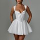 Wholesale cross-border European 2025 summer new style women's pure color, lace trim, elegant, backless, sexy, one-piece dress for women. Spot-on wholesale of European and American style summer women's clothing, sexy and tough girls' sleeveless, open-neck,