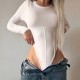 In Stock European 2025 Spring/Autumn New Fashion Sexy V-Neck Transparent Open-Back Tight Sleeve Shaping Multi-Functional Dress