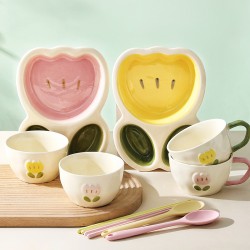 2023 nouveau créatif ins vent tulipe maison céramique cartable carte carte générale bol tasses set combiné plateau
